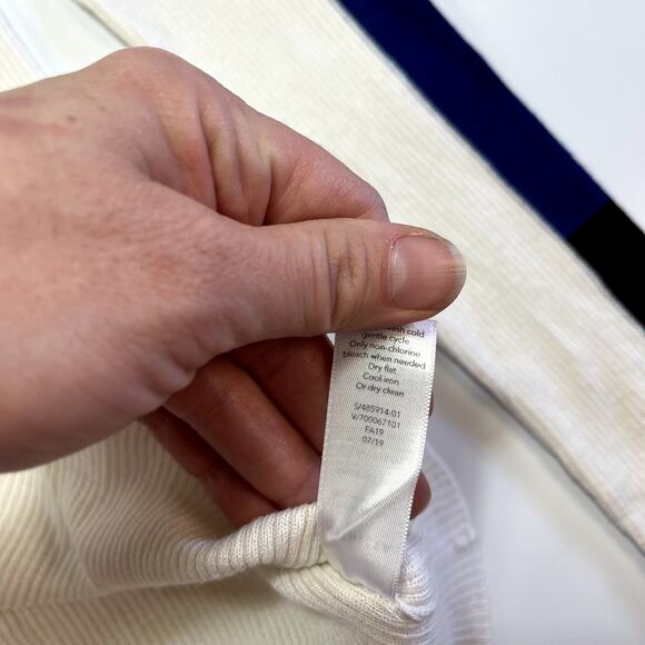 Athleta Small Brookshire Colorblock Ribbed Turtleneck Sweater Blue White Black - Picture 10 of 13